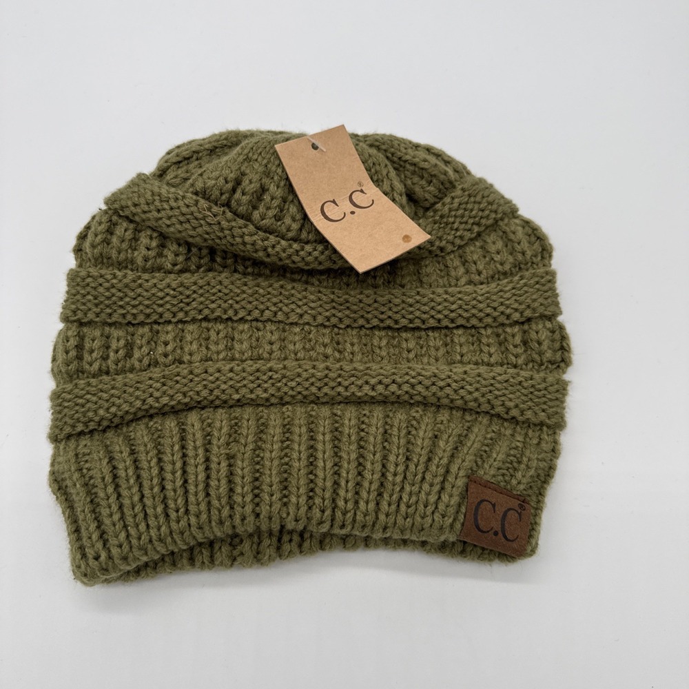 CC Beanie New Women's Cable Knit Green AO2363